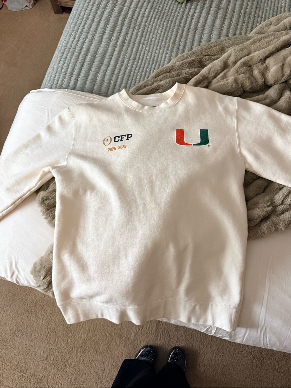 University of Miami White Crewneck Sweatshirt - CFP Logo